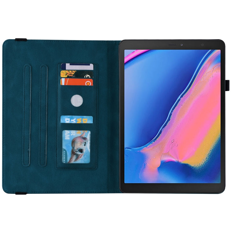 For Samsung Tab A 8.0 2019 T290/T295/T297 Butterfly Flower Embossed Leather Tablet Case(Blue) by bashfashion