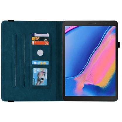 For Samsung Tab A 8.0 2019 T290/T295/T297 Butterfly Flower Embossed Leather Tablet Case(Blue) by bashfashion
