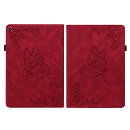 For Samsung Tab A 8.0 2019 T290/T295/T297 Butterfly Flower Embossed Leather Tablet Case(Red) by bashfashion
