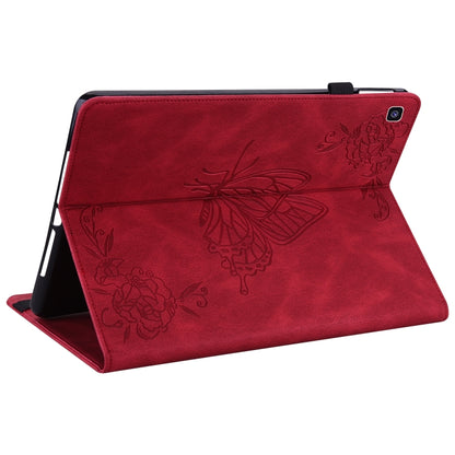 For Samsung Tab A 8.0 2019 T290/T295/T297 Butterfly Flower Embossed Leather Tablet Case(Red) by bashfashion