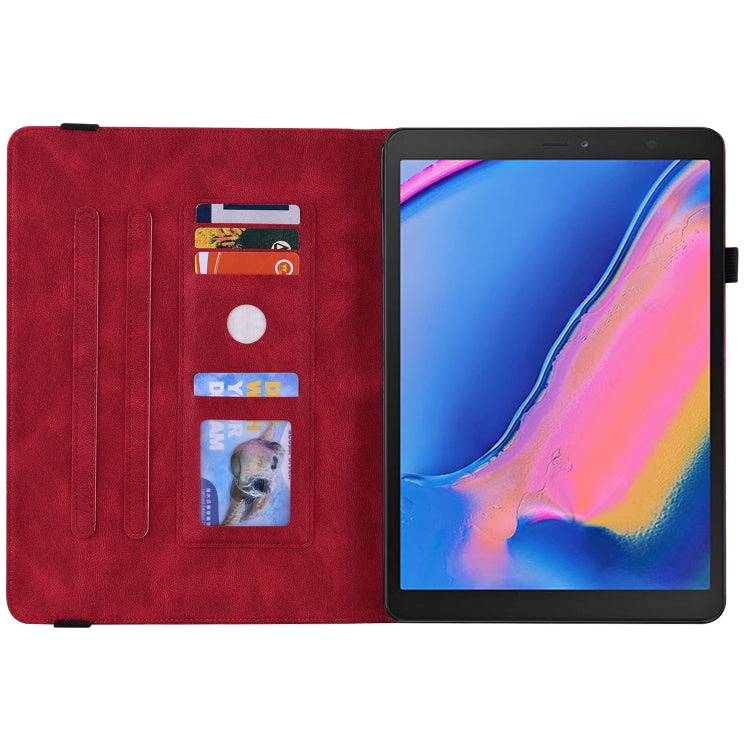 For Samsung Tab A 8.0 2019 T290/T295/T297 Butterfly Flower Embossed Leather Tablet Case(Red) by bashfashion