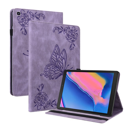 For Samsung Tab A 8.0 2019 T290/T295/T297 Butterfly Flower Embossed Leather Tablet Case(Purple) by bashfashion