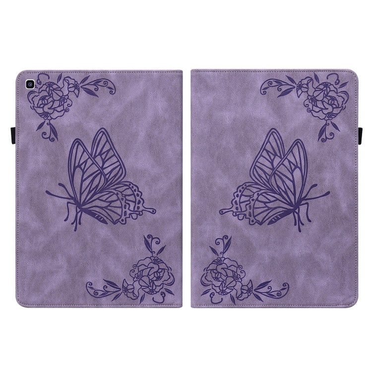 For Samsung Tab A 8.0 2019 T290/T295/T297 Butterfly Flower Embossed Leather Tablet Case(Purple) by bashfashion