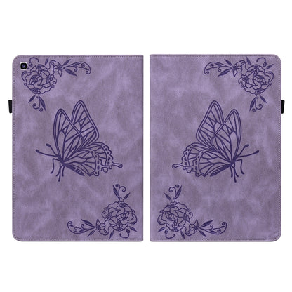 For Samsung Tab A 8.0 2019 T290/T295/T297 Butterfly Flower Embossed Leather Tablet Case(Purple) by bashfashion