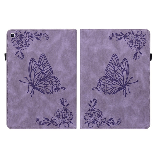 For Samsung Tab A 8.0 2019 T290/T295/T297 Butterfly Flower Embossed Leather Tablet Case(Purple) by bashfashion