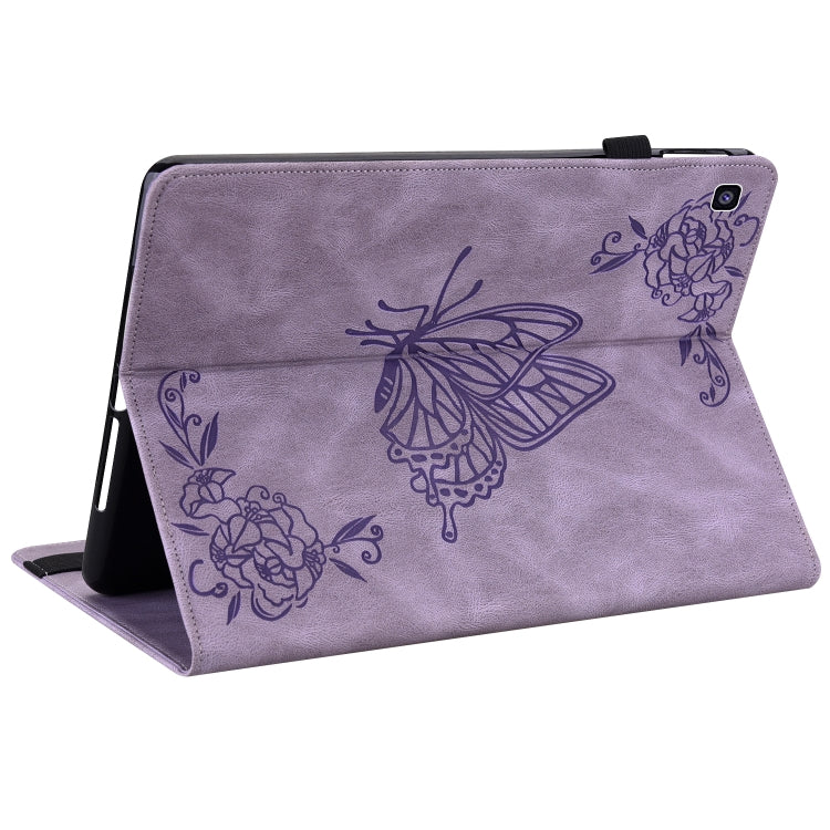 For Samsung Tab A 8.0 2019 T290/T295/T297 Butterfly Flower Embossed Leather Tablet Case(Purple) by bashfashion