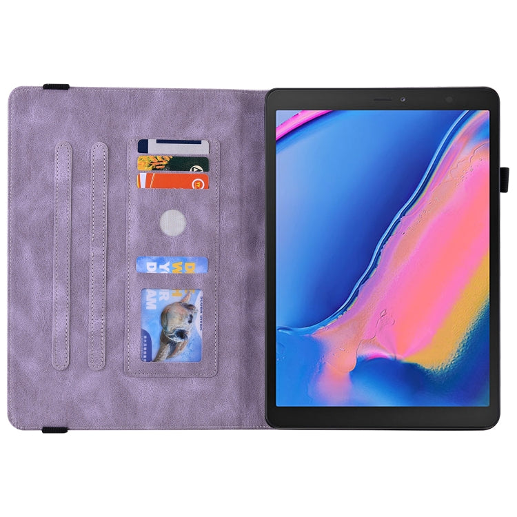 For Samsung Tab A 8.0 2019 T290/T295/T297 Butterfly Flower Embossed Leather Tablet Case(Purple) by bashfashion