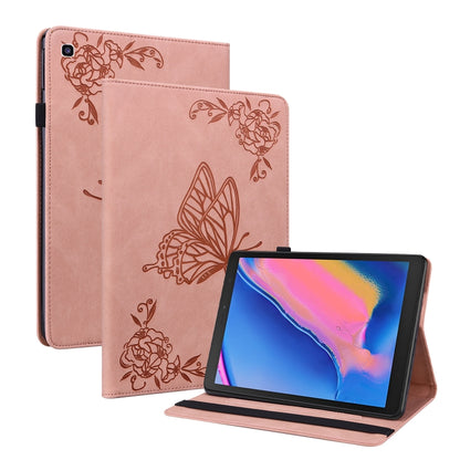 For Samsung Tab A 8.0 2019 T290/T295/T297 Butterfly Flower Embossed Leather Tablet Case(Rose Gold) by bashfashion