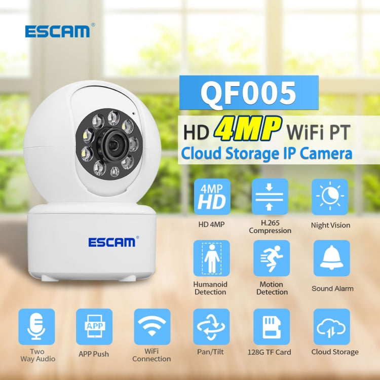 ESCAM QF005 4MP Indoor HD WiFi Pan-tilt Camera, Support Motion Detection / Two-way Audio / Night Vision(AU Plug) by ESCAM
