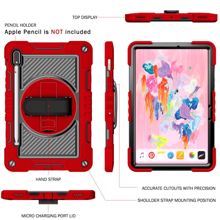 For Samsung Galaxy Tab S7 / S8 360 Degree Rotation Contrast Color Silicone+PC Tablet Case(Red+Black) by bashfashion