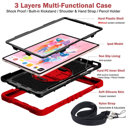 For Samsung Galaxy Tab S7 / S8 360 Degree Rotation Contrast Color Silicone+PC Tablet Case(Red+Black) by bashfashion