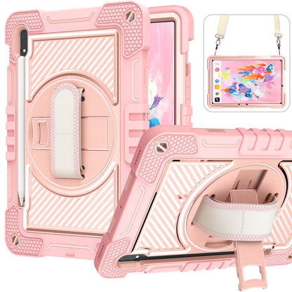 For Samsung Galaxy Tab S7 / S8 360 Degree Rotation Contrast Color Silicone+PC Tablet Case(Rose Gold) by bashfashion
