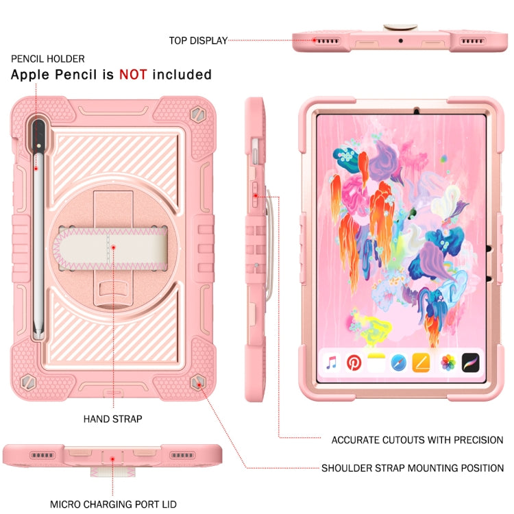 For Samsung Galaxy Tab S7 / S8 360 Degree Rotation Contrast Color Silicone+PC Tablet Case(Rose Gold) by bashfashion