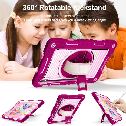 For Samsung Galaxy Tab S7 / S8 360 Degree Rotation Contrast Color Silicone+PC Tablet Case(Rose Red+Pink) by bashfashion