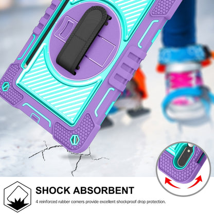 For Samsung Galaxy Tab S7 / S8 360 Degree Rotation Contrast Color Silicone+PC Tablet Case(Purple+Mint Green) by bashfashion