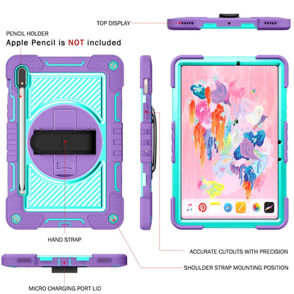 For Samsung Galaxy Tab S7 / S8 360 Degree Rotation Contrast Color Silicone+PC Tablet Case(Purple+Mint Green) by bashfashion