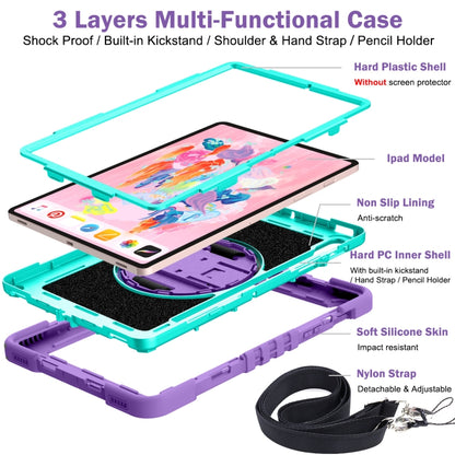 For Samsung Galaxy Tab S7 / S8 360 Degree Rotation Contrast Color Silicone+PC Tablet Case(Purple+Mint Green) by bashfashion