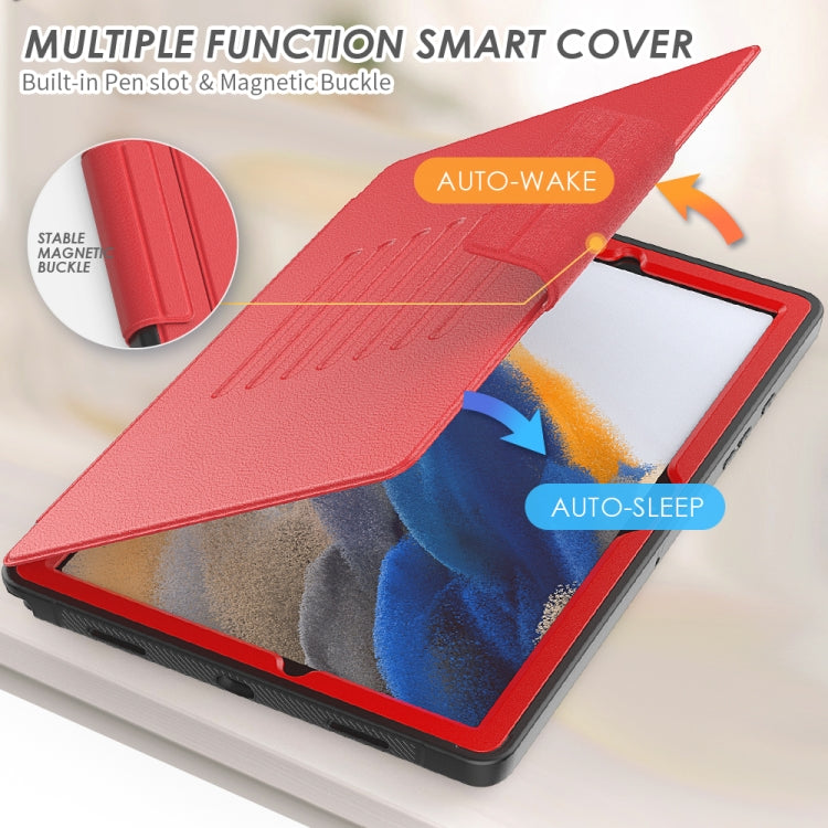 For Samsung Galaxy Tab A8 10.5 2021 Smart B Magnetic Leather Tablet Case(Red) by bashfashion