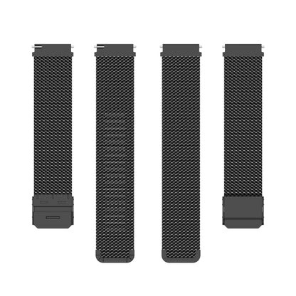 19mm Snap-fit Stainless Steel Mesh Watch Band(Black) by bashfashion