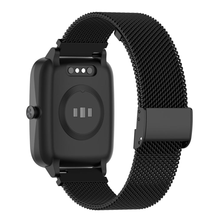 19mm Snap-fit Stainless Steel Mesh Watch Band(Black) by bashfashion