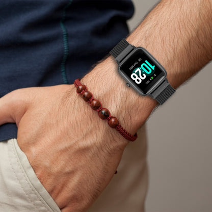 19mm Snap-fit Stainless Steel Mesh Watch Band(Black) by bashfashion