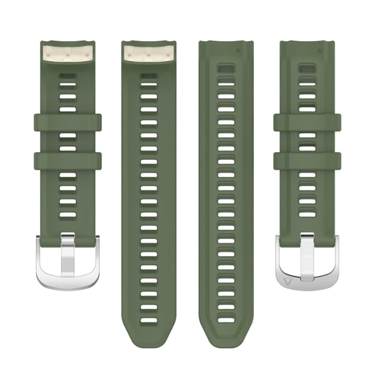 For Garmin Instinct 2S Silicone Stainless Steel Buckle Watch Band(Dark Green) by bashfashion