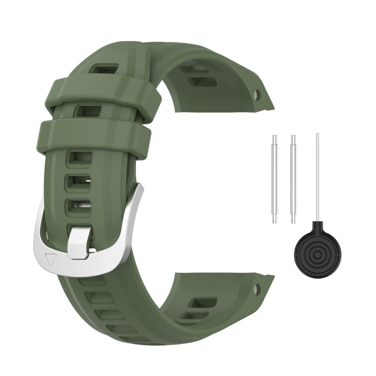 For Garmin Instinct 2S Silicone Stainless Steel Buckle Watch Band(Dark Green) by bashfashion