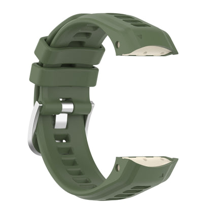 For Garmin Instinct 2S Silicone Stainless Steel Buckle Watch Band(Dark Green) by bashfashion
