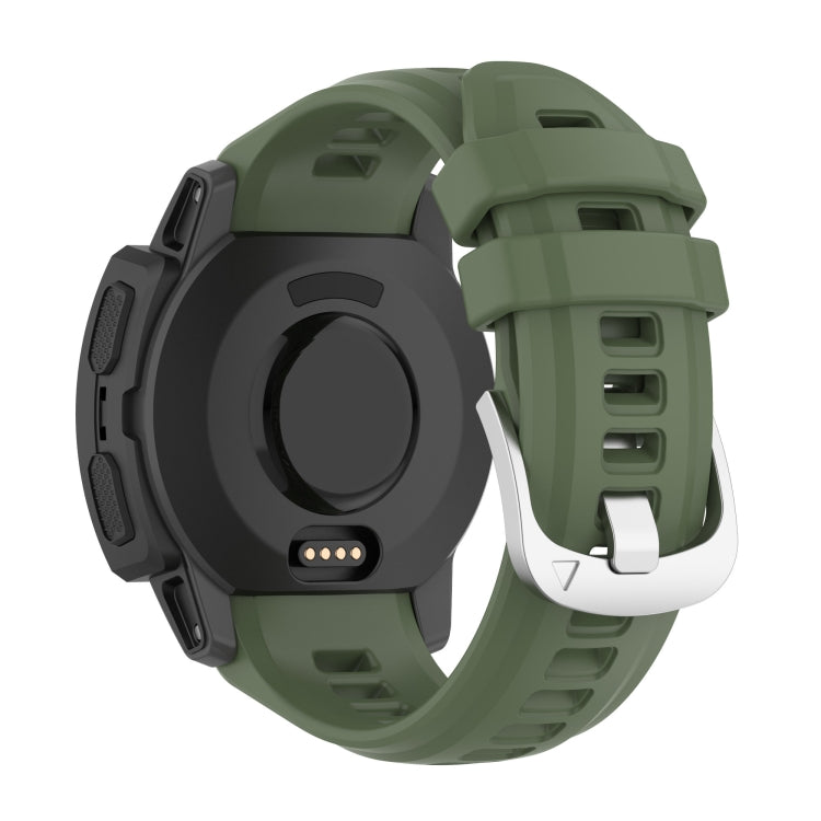 For Garmin Instinct 2S Silicone Stainless Steel Buckle Watch Band(Dark Green) by bashfashion