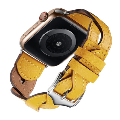 Weave Watch Band For Apple Watch Series 9&8&7 41mm / SE 3&SE 2&6&SE&5&4 40mm / 3&2&1 38mm(Yellow) by bashfashion