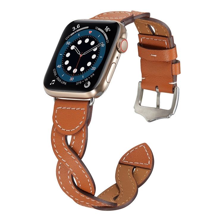 Weave Watch Band For Apple Watch Series 9&8&7 41mm / SE 3&SE 2&6&SE&5&4 40mm / 3&2&1 38mm(Brown) by bashfashion