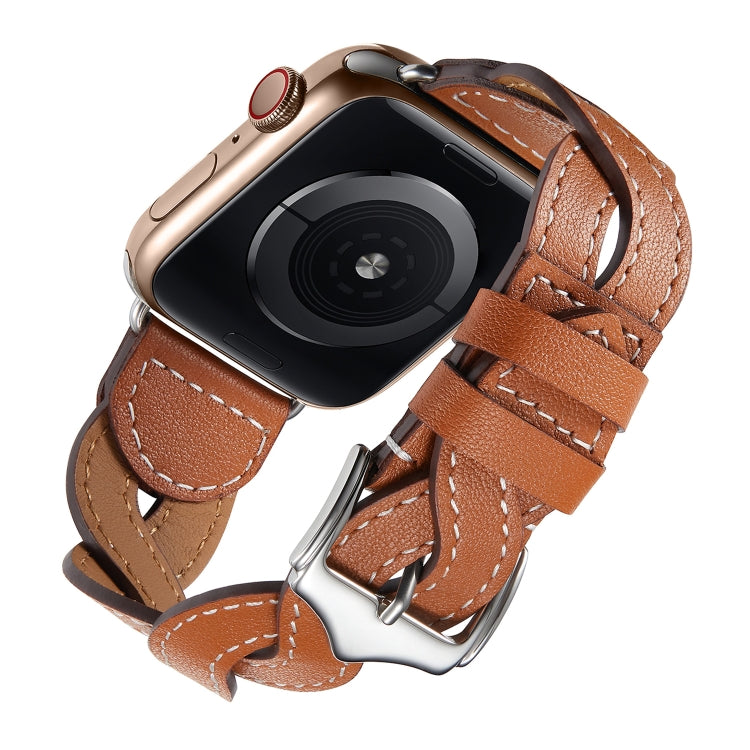Weave Watch Band For Apple Watch Series 9&8&7 41mm / SE 3&SE 2&6&SE&5&4 40mm / 3&2&1 38mm(Brown) by bashfashion