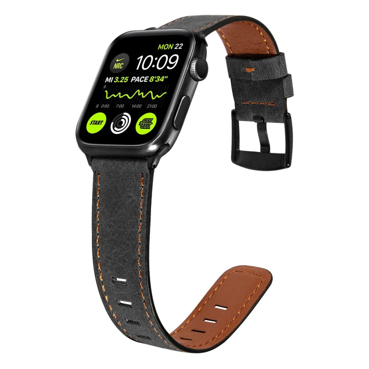Retro Leather Watch Band For Apple Watch Ultra 49mm&Watch Ultra 2 49mm / Series 9&8&7 45mm / SE 3&SE 2&6&SE&5&4 44mm / 3&2&1 42mm(Black) by bashfashion