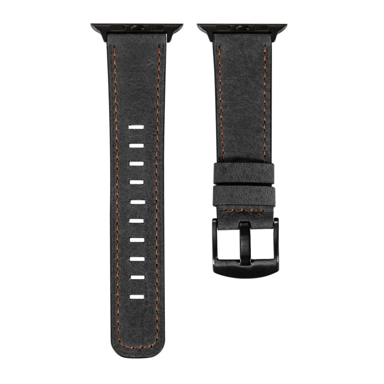 Retro Leather Watch Band For Apple Watch Ultra 49mm&Watch Ultra 2 49mm / Series 9&8&7 45mm / SE 3&SE 2&6&SE&5&4 44mm / 3&2&1 42mm(Black) by bashfashion