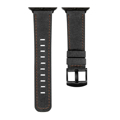 Retro Leather Watch Band For Apple Watch Ultra 49mm&Watch Ultra 2 49mm / Series 9&8&7 45mm / SE 3&SE 2&6&SE&5&4 44mm / 3&2&1 42mm(Black) by bashfashion