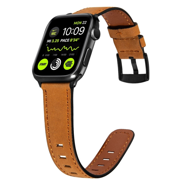 Retro Leather Watch Band For Apple Watch Ultra 49mm&Watch Ultra 2 49mm / Series 9&8&7 45mm / SE 3&SE 2&6&SE&5&4 44mm / 3&2&1 42mm(Yellow) by bashfashion