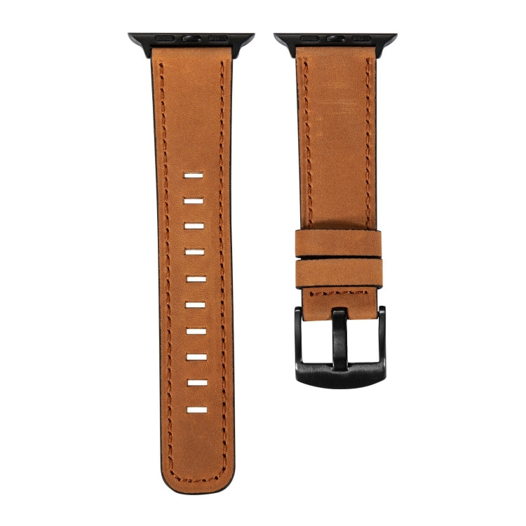 Retro Leather Watch Band For Apple Watch Ultra 49mm&Watch Ultra 2 49mm / Series 9&8&7 45mm / SE 3&SE 2&6&SE&5&4 44mm / 3&2&1 42mm(Yellow) by bashfashion
