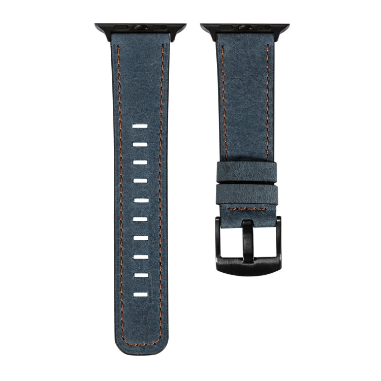 Retro Leather Watch Band For Apple Watch Ultra 49mm&Watch Ultra 2 49mm / Series 9&8&7 45mm / SE 3&SE 2&6&SE&5&4 44mm / 3&2&1 42mm(Blue) by bashfashion