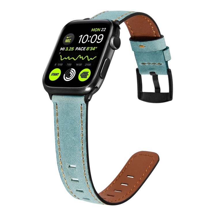 Retro Leather Watch Band For Apple Watch Ultra 49mm&Watch Ultra 2 49mm / Series 9&8&7 45mm / SE 3&SE 2&6&SE&5&4 44mm / 3&2&1 42mm(Baby Blue) by bashfashion
