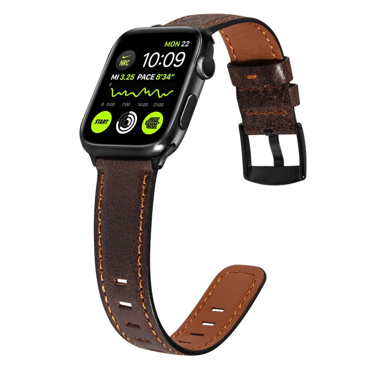 Retro Leather Watch Band For Apple Watch Ultra 49mm&Watch Ultra 2 49mm / Series 9&8&7 45mm / SE 3&SE 2&6&SE&5&4 44mm / 3&2&1 42mm(Dark Brown) by bashfashion