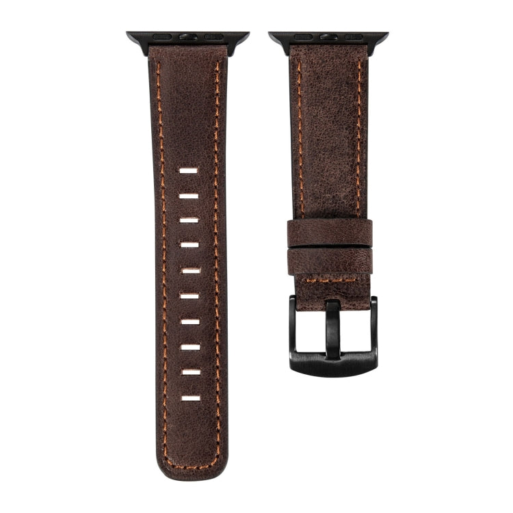 Retro Leather Watch Band For Apple Watch Ultra 49mm&Watch Ultra 2 49mm / Series 9&8&7 45mm / SE 3&SE 2&6&SE&5&4 44mm / 3&2&1 42mm(Dark Brown) by bashfashion