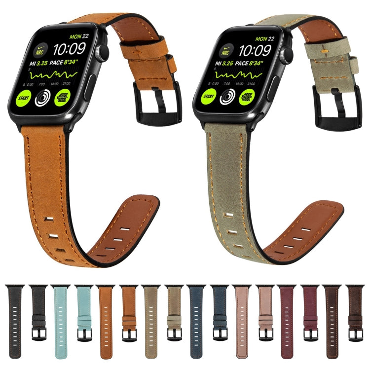 Retro Leather Watch Band For Apple Watch Ultra 49mm&Watch Ultra 2 49mm / Series 9&8&7 45mm / SE 3&SE 2&6&SE&5&4 44mm / 3&2&1 42mm(Light Brown) by bashfashion