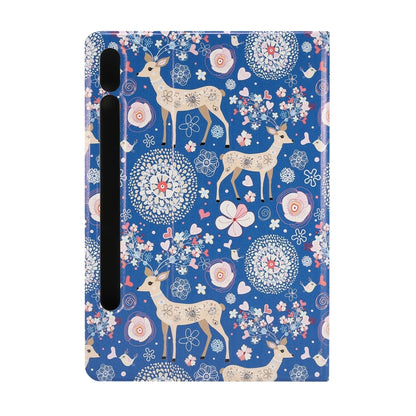 For Samsung Galaxy Tab S8 / Tab S7 Painted Voltage Pen Slot Tablet Smart Case(Blue Elk) by bashfashion