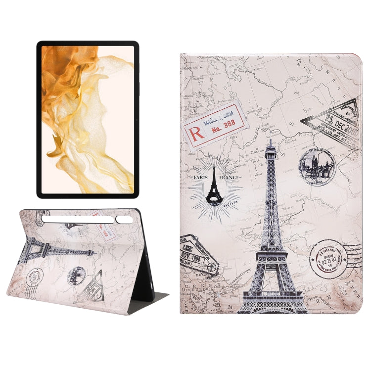 For Samsung Galaxy Tab S8 / Tab S7 Painted Voltage Pen Slot Tablet Smart Case(Eiffel Tower) by bashfashion