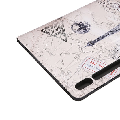 For Samsung Galaxy Tab S8 / Tab S7 Painted Voltage Pen Slot Tablet Smart Case(Eiffel Tower) by bashfashion