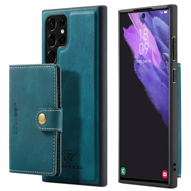 For Samsung Galaxy S22 Ultra JEEHOOD Retro Magnetic Detachable Phone Case(Blue) by JEEHOOD