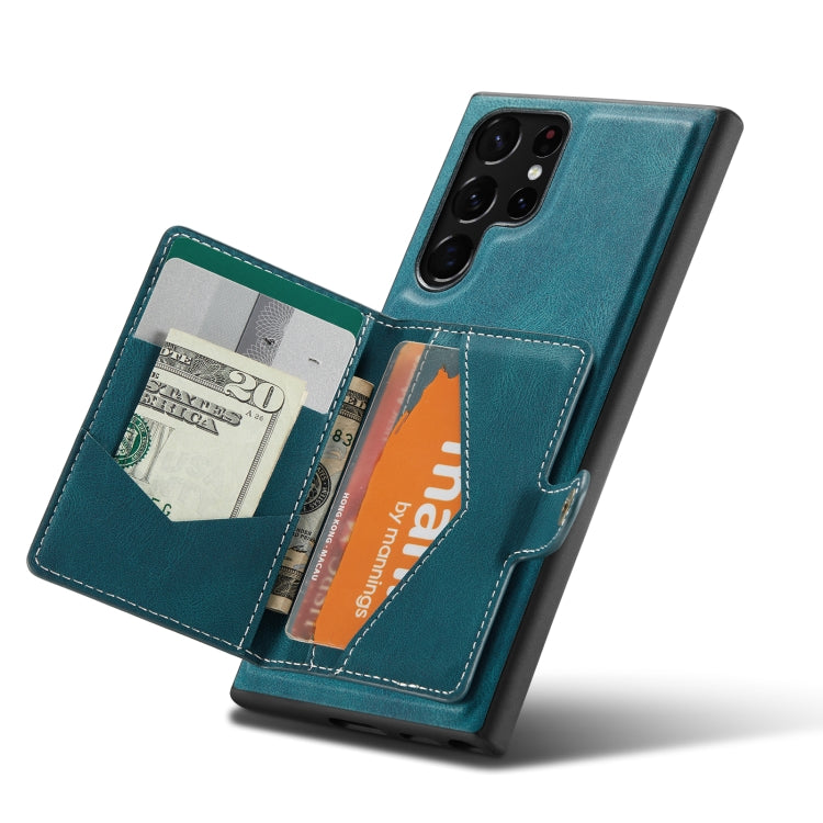 For Samsung Galaxy S22 Ultra JEEHOOD Retro Magnetic Detachable Phone Case(Blue) by JEEHOOD