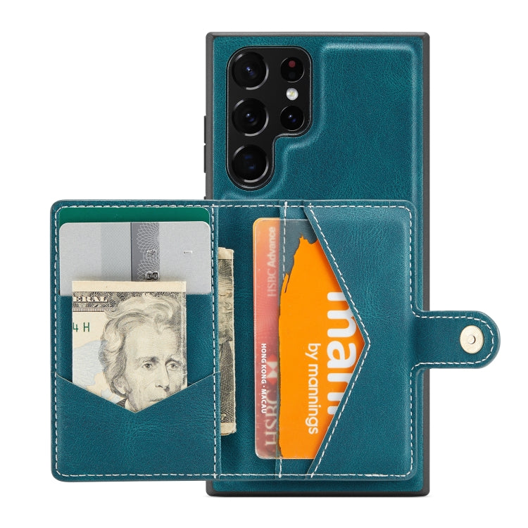 For Samsung Galaxy S22 Ultra JEEHOOD Retro Magnetic Detachable Phone Case(Blue) by JEEHOOD