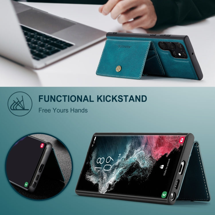 For Samsung Galaxy S22 Ultra JEEHOOD Retro Magnetic Detachable Phone Case(Blue) by JEEHOOD