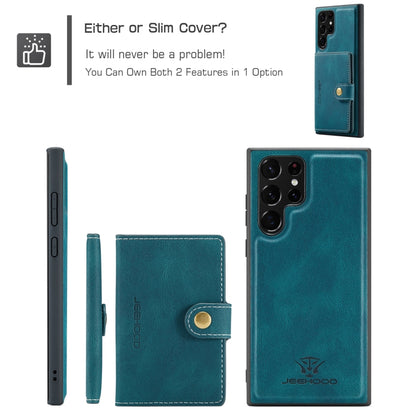 For Samsung Galaxy S22 Ultra JEEHOOD Retro Magnetic Detachable Phone Case(Blue) by JEEHOOD